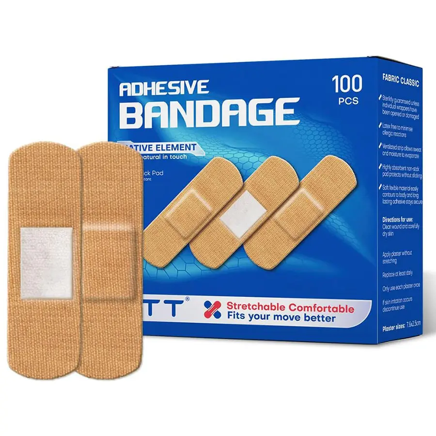 GTT Sterile Adhesive Bandage Plasters, 100/400Pack Basic Care Flexible Fabric, Cushioned Pad Eases Sore Spots, Breathable Non-Stick 1x3In, Latex-Free, Home/Travel/Work Ready, Bandage Plasters & Dressing Supplies, Sterile Wrap, Cleaner Care, Home, Travel,