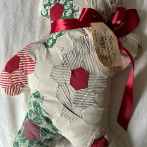 Handmade Patchwork Quilt Teddy Bear Doll – USA Made Folk Art Plush