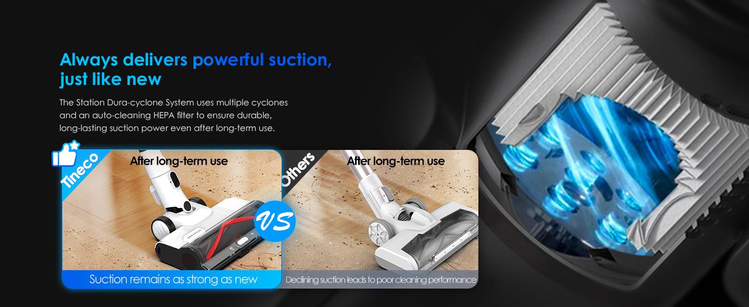 Tineco PURE ONE Station 5 Cordless Smart Vacuum with 2.5L Auto Dust Base Full-Path Self-Cleaning 175W Suction ZeroTangle Tech iLoop Smart Sensor for Hard Floor & Carpet