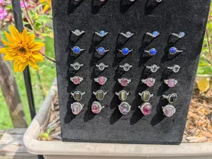 Adjustable  Stainless Steele Crystal Rings  | Healing Crystals | Labradorite, Lapis Lazuli, Clear Quartz, Lepidolite,