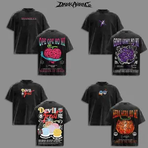 Collection One Piece Devil Fruit, Japanese Shonen Manga Aesthetic, Streetwear Casual Oversized Vintage Washed, Graphic Tees Anime Shirt Apparel, Unisex Anime Fans