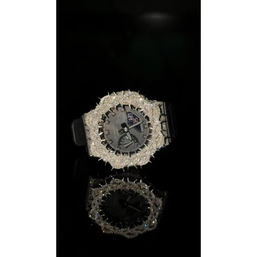 G-Shock GA-2100 5.40 CTW Natural Diamond Thorn Bezel All Black Watch