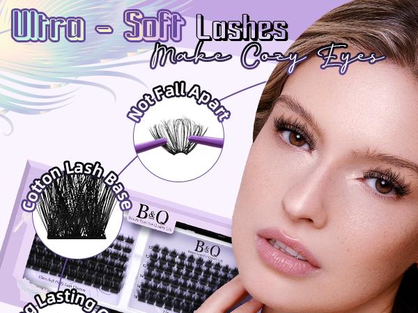 B&Q F03+F05 Kit l 144pcs Ultralight Wispy Lash Clusters (10-18MIX) for DIY Eyelashes Extension, Waterproof Long Lasting Realistic Vibe Lash