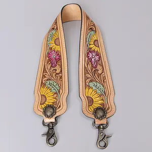 American Darling Hand Tooled Genuine Leather Crossbody Handle Strap for Bags Phone Keychain Wallet Purse Clutch Cellphone