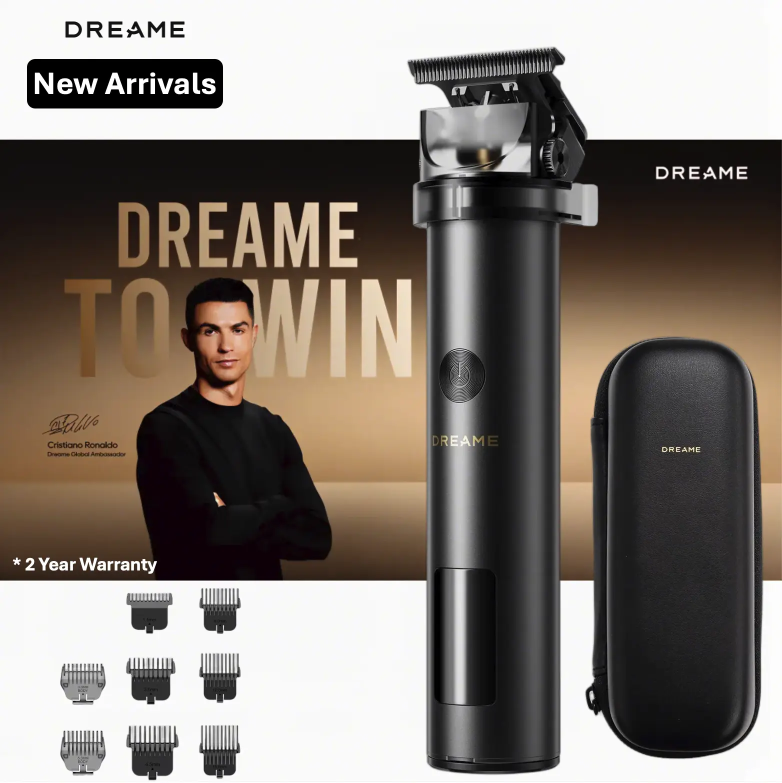 【New Arrivals】Dreame - T3 Beard Trimmer for Men, Professional Grooming Kit with 9 Combs, High-Torque Motor, Dual Speed, LED Display - Black