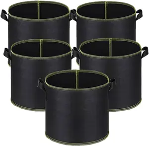5 pack 3 Gallon Grow Bags Nonwoven Fabric Pots with Handles Heavy Duty Thickened Garden Pots for Fruits, Vegetables, and Flowers