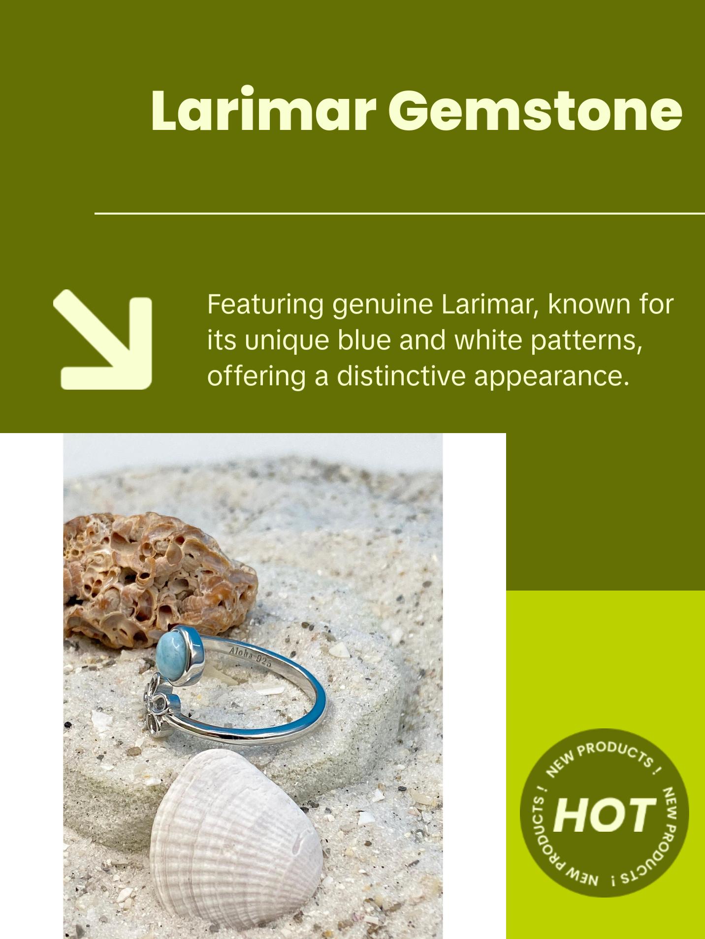 Sterling Silver Larimar Flower Circle Ring