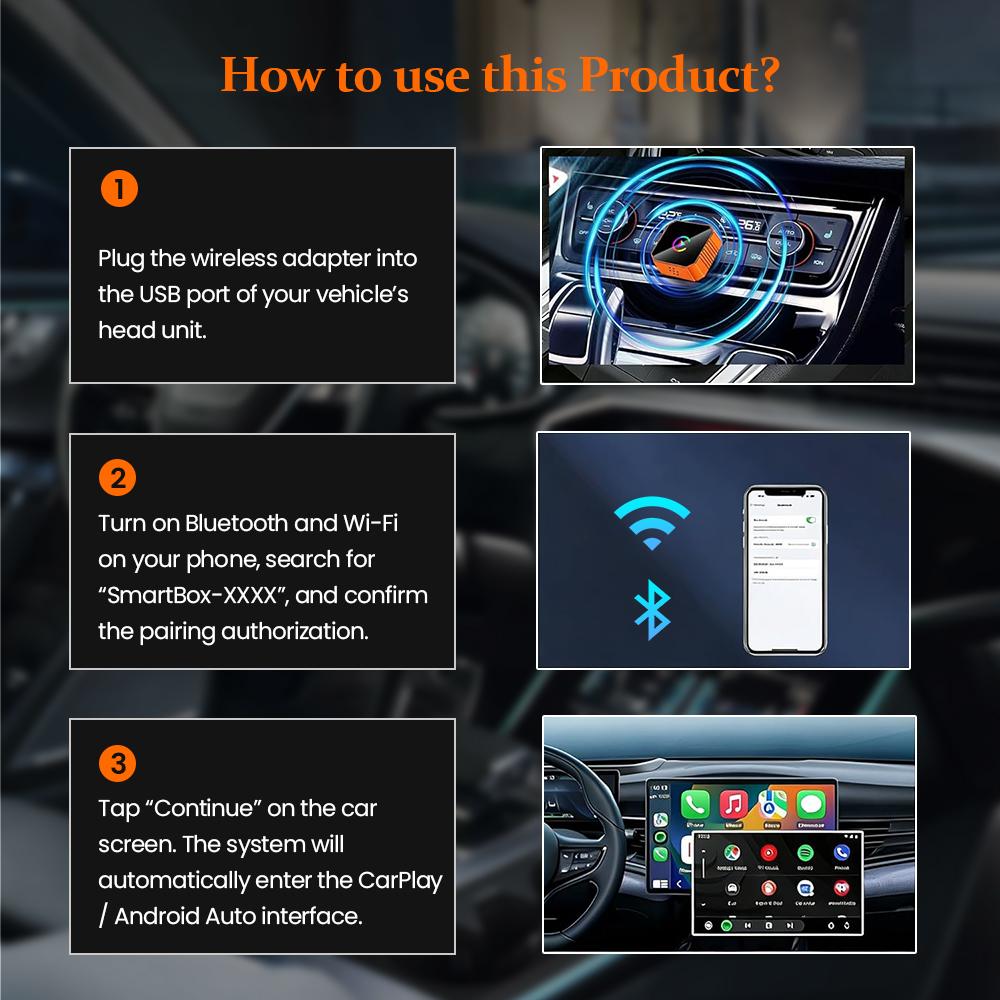 2026 New Wireless CarPlay & Android Auto Adapter - iPhone & Android Compatible with Fast No-Delay Link, Hands-Free Calling, Plug & Play, Fast Auto-Reconnect