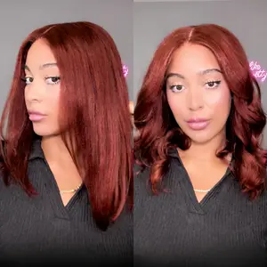 Sunber Bye Bye Knots Yaki Straight Bob Wig Reddish Brown 7x5 Pre-Bleached Natural Looking Glueless Wig