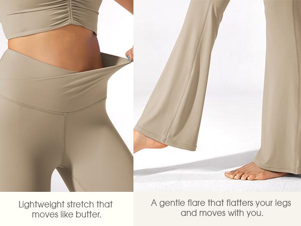 ODODOS Cloud Feeling Crossover High Waist Flared Pants for Women, Bootcut Yoga Pants with Back Pocket-30/32" Inseam