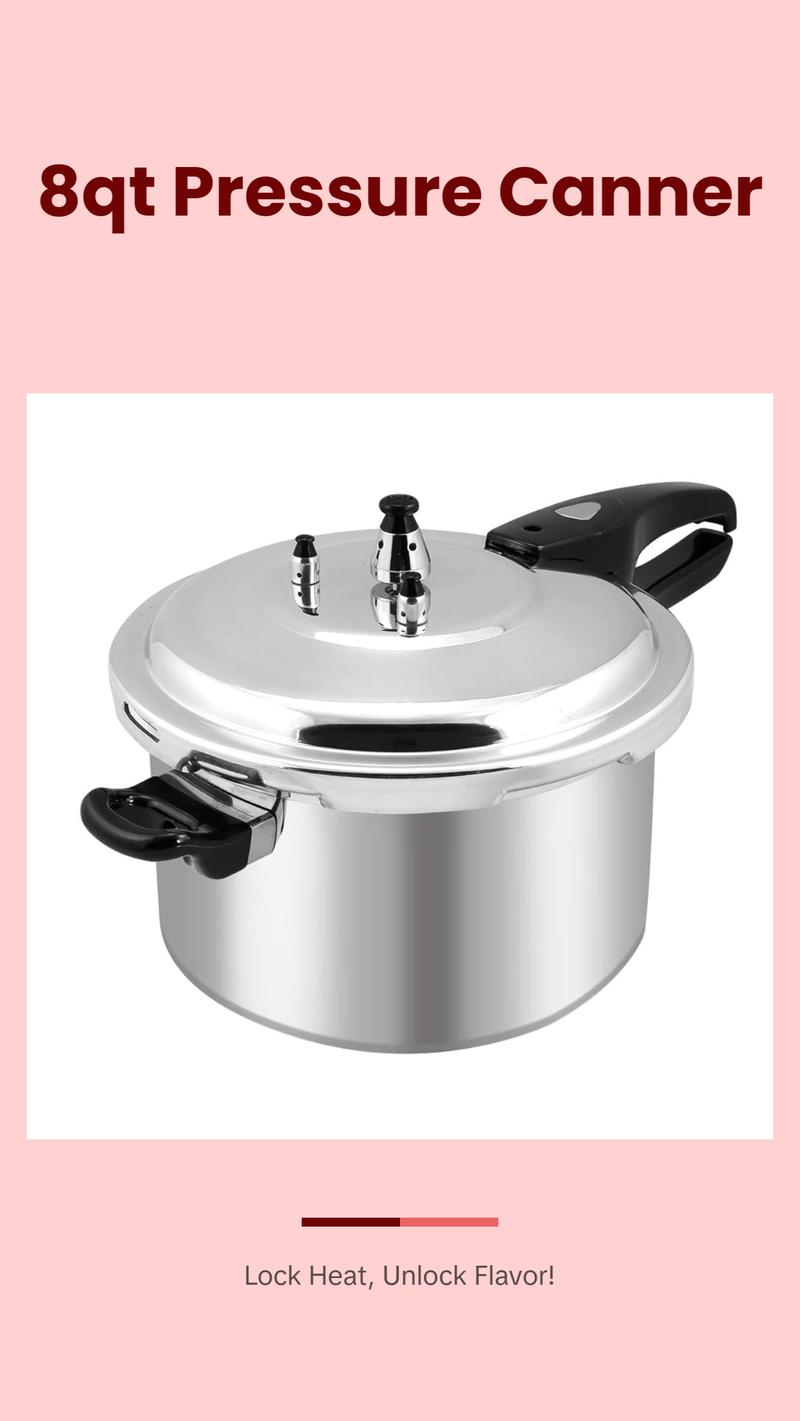 Barton 8 Quart Pressure Cooker Stovetop Canner Aluminum Canning Fast Cooking Pot