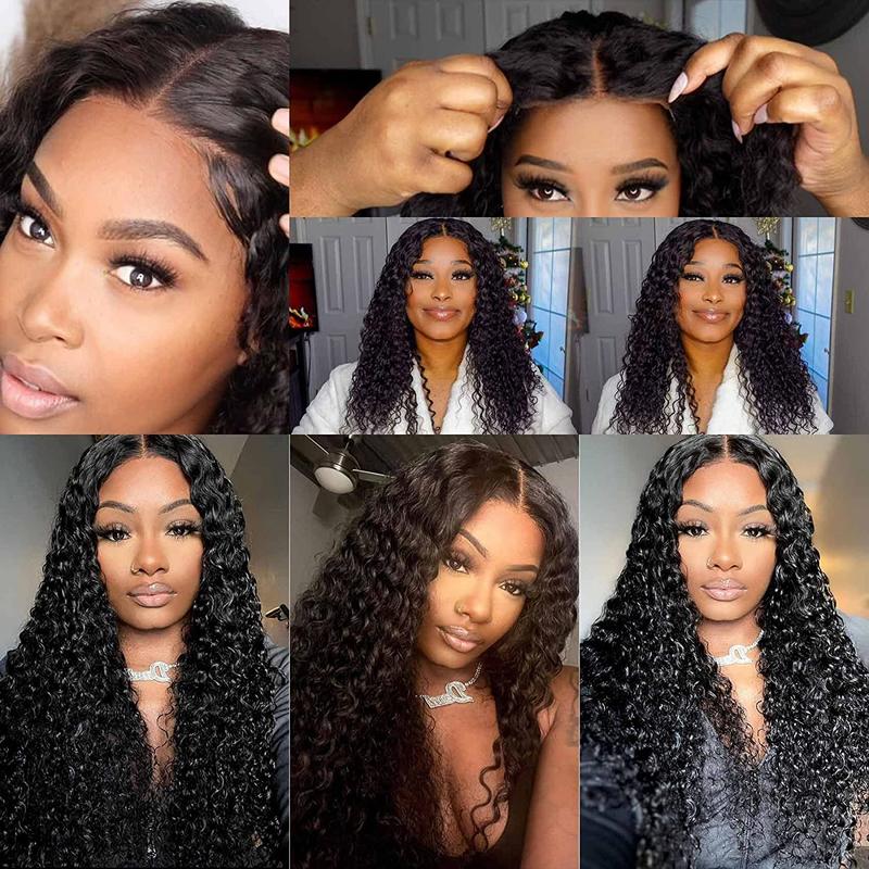 Bling Hair Drawstring Wig Glueless Water Wave 13x4 Lace Frontal Human Hair Wigs Pre-cut Deep Wave 13x6 Transparent Lace Frontal Human Hair Wig Pre-Everything Remy Human Hair Wigs For Beginners