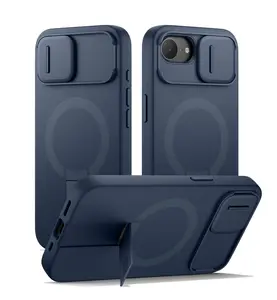 SURITCH for iPhone 17e/16e Case with Magnetic Camera Slide Cover and Adjustable Kickstand, Compatible with MagSafe, Shockproof Bumper Case Slim Protective Cover 6.1 Inch