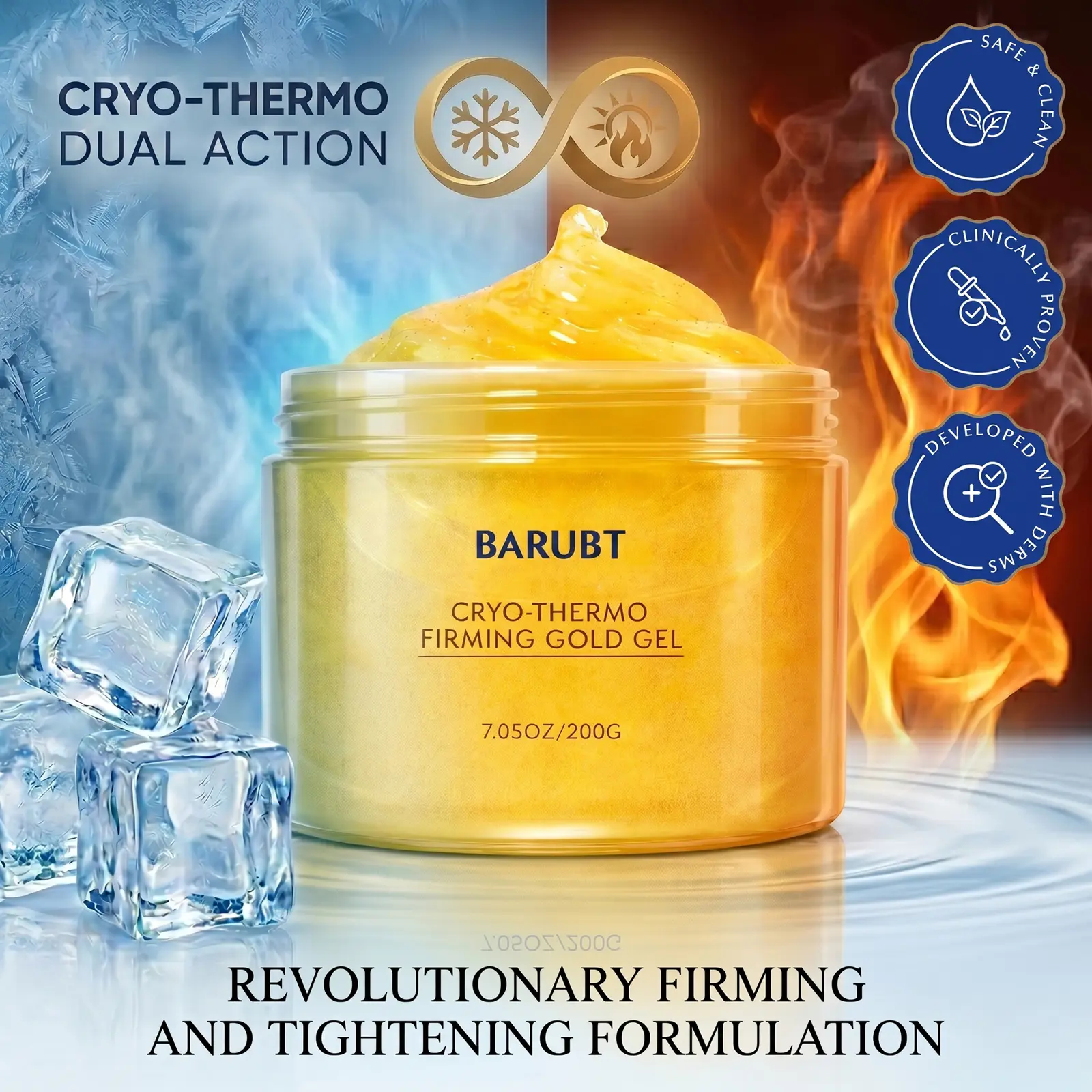 15-Day Fast-Acting Anti Cellulite Sculpting Gold Gel | Dual-Action Hot & Cold Body Massage Cream for Toning & Smoothing Skin | Targeted Care for Belly, Thighs & Arms | Refreshing Hydrating Formula for Men & Women | 200G mothersdaygift
