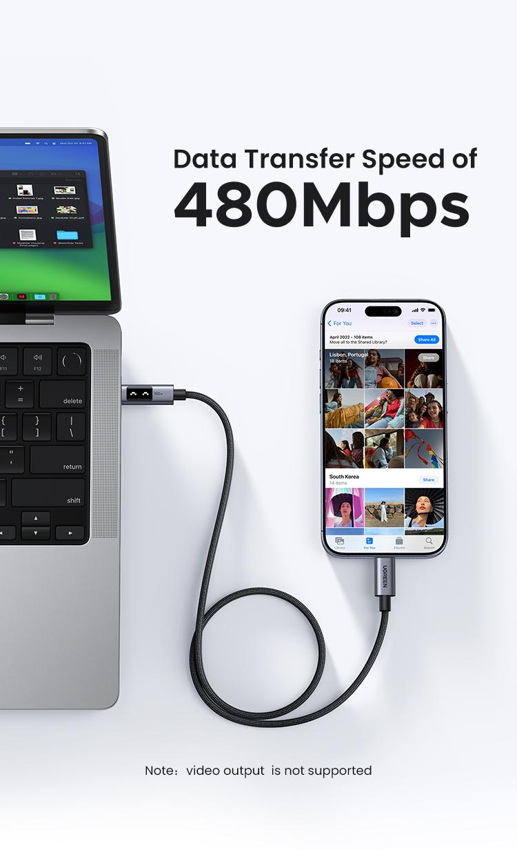 UGREEN Uno 100W  type  c Fast Charging Cable, with LED Display for iPhone 17 16/15 Plus/15 Pro Max, MacBook Pro/Air, Galaxy S24 Ultra，TikTokShopBlackFriday ,TikTokShopHolidayHaul