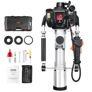 【Summervibes】VEVOR 37.77cc Gas-Powered T Post Driver,  , 4-Stroke Engine Gasoline Fence Piling Pounder, with 3 Post Driving Head(45/55/88 mm) , 1000W Portable Piledriver For Farm, Ranch Fencing, Road Improvements