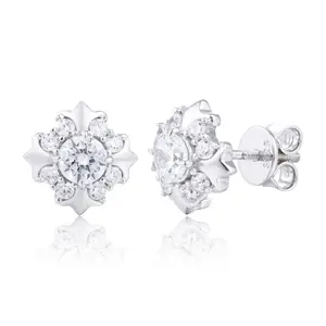 【#E621】Cross Iris Star Earrings UCCIYO 18k Gold-Plated Lab-Created Moissanite Earrings For Women S925 Sterling Silver Stud Earring Men Hip Hop Jewelry Couple Gift