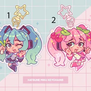 hatsune miku keychain charm (2.3" acrylic keychains) | vocaloid sakura miku pink miku