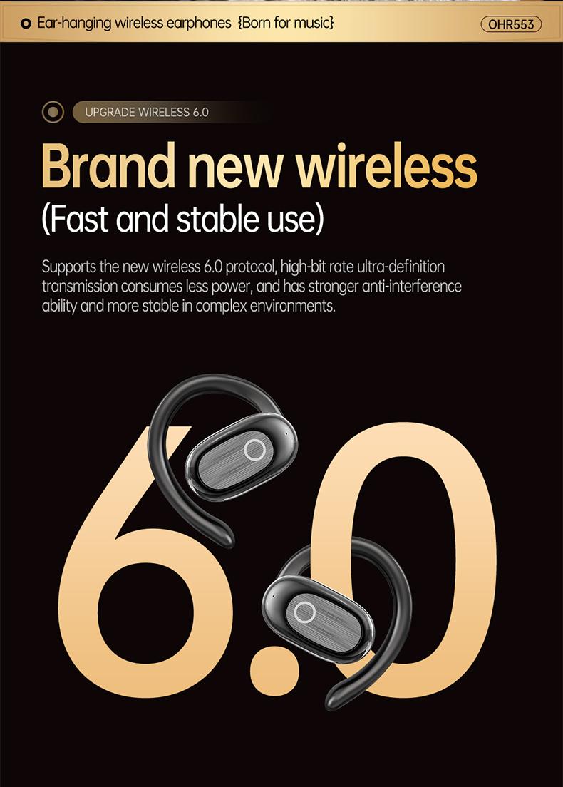 Acer OHR553 Wireless Open-Ear Headphone, Fashionable Earbuds, Wireless Gaming Earphones, HIFI Sound Quality Music Headset for Gaming Travel Sports Built-in Mic, Electronic Audio & Video Black