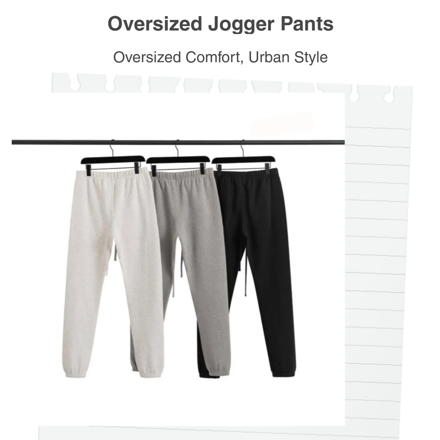 Men's Oversized Jogger Pants, Breathable Loose-Fitting Knit Tapered Cuffed Sweatpants for Casual Streetwear, All Seasons, Limo Black, Male, Oversized Relaxed Silhouette, Plain, Solid, Cuffed Jogger Men's Pants, Baggy Sweatpants Men's Pants Casual Streetwe