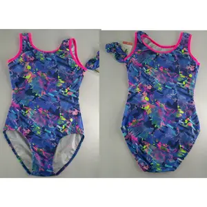 New Gymnastics Leotard Destira Painted Patches Adult XS Pink Blue