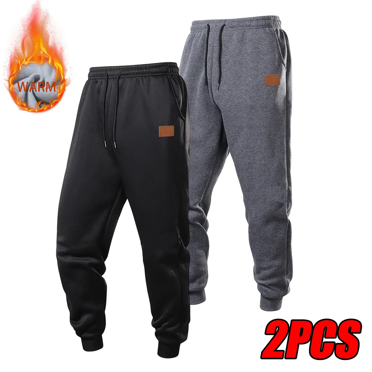 Men’s fleece-lined, thickened jogger sweatpants for autumn/winter—essential for warmth. They lock in heat, are skin-friendly, soft, and comfortable. The cuffed design is slimming and not bulky; they’re versatile for home, workouts, and commuting, and easy