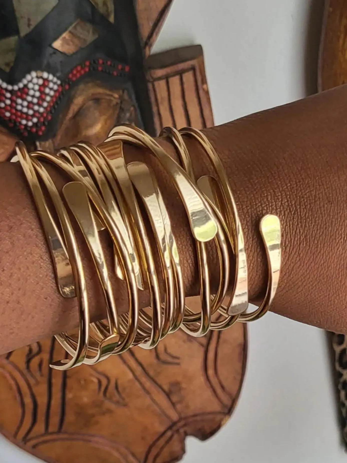 Vintage Bohemian Style Open Cuff Bangle, Fashionable Adjustable Stackable Bracelet for Women & Men, Trendy All-Match Exquisite Jewelry, Birthday Gift Set, Cuff Bangles Bracelets
