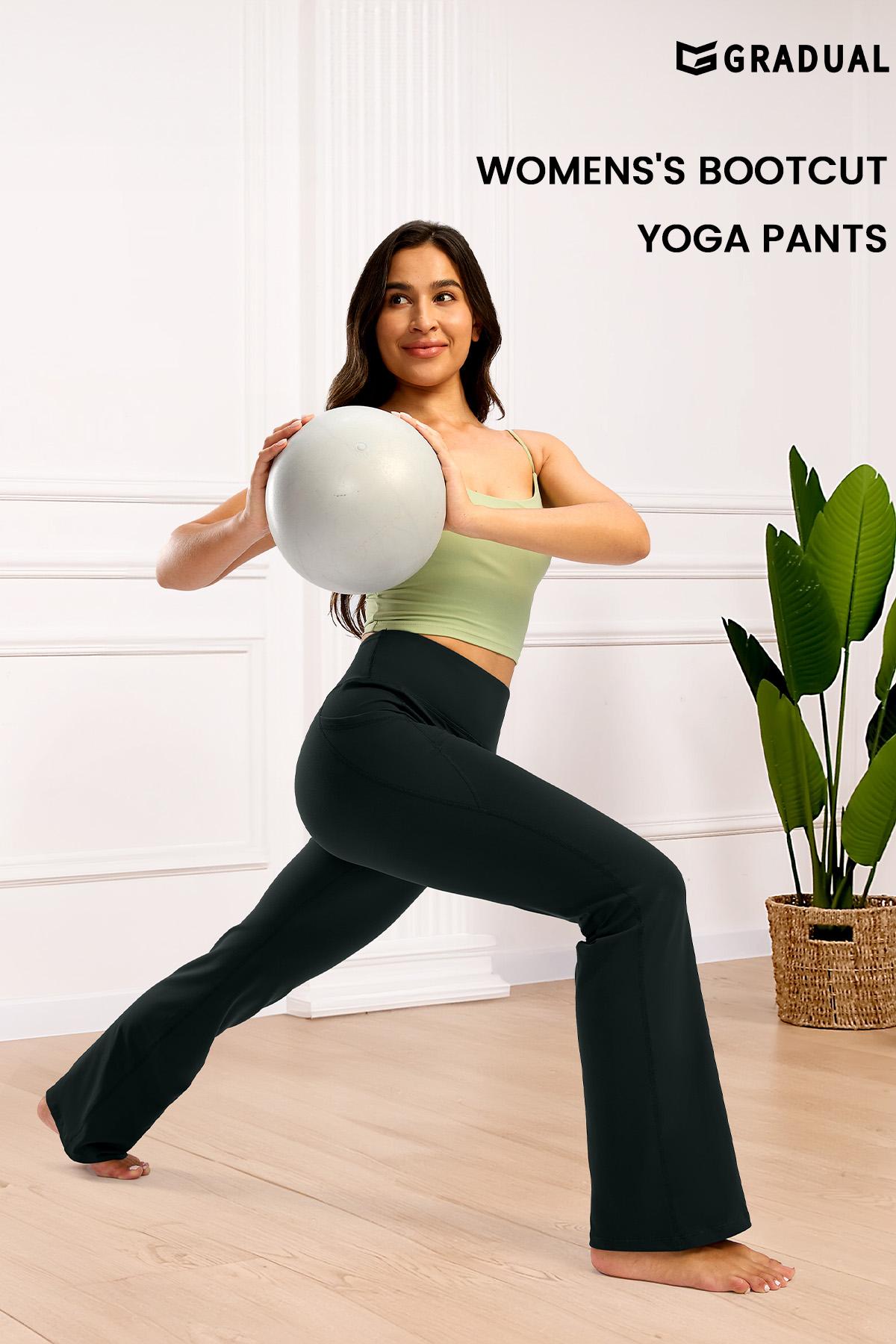 G Gradual Women's Bootcut Yoga Pants 28"/30"/32"/34" Inseam Long Bootleg High-Waisted Flare Pants with Pockets Workout Wear Athleisure Fitness Leggings for Women