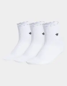 ADIDAS Originals U Ori Ruffle 3 Pack Womens Quarter Socks, White, Medium
