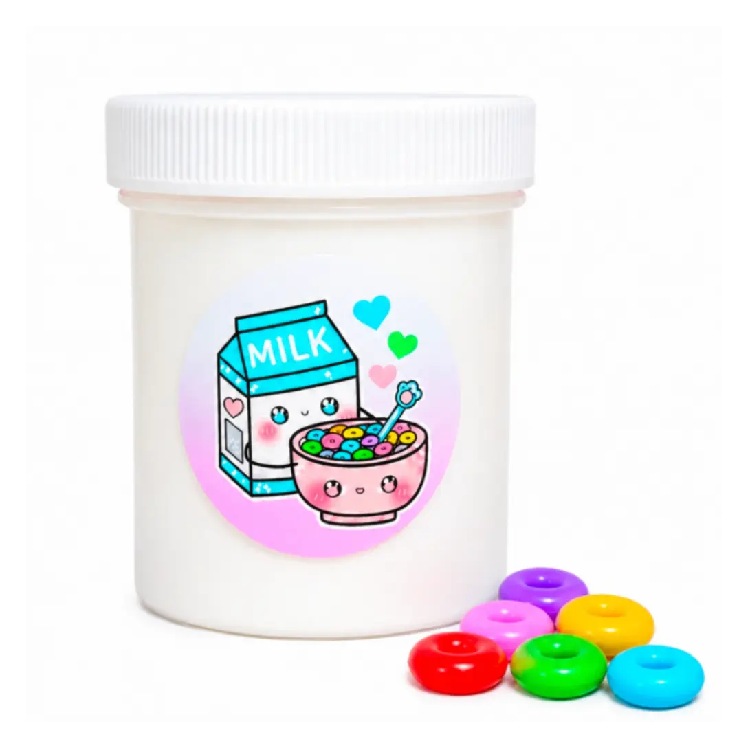Fruity Cereal Milk Scented Slime - Thick, Glossy Slime with Charms for Relaxing ASMR, Creative Play, Stretch & Snap Fun