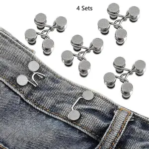 Jeans Button Tightener Set. 2 Sets Handmade Jeans Button Pins, Easy To Install Waist Tightener Button for Indoor & Outdoor, Accessories for Women