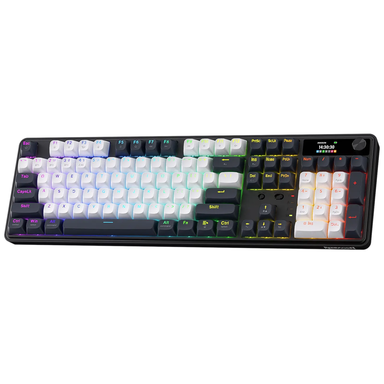 Redragon K761 Wireless Gasket Gaming Keyboard w/Hype Screen & Knob, 104 Keys Mechanical Keyboard, Easy-Control 1.14’’ TFT Info Display, 5-Layer Noise Dampening, Custom Linear Switch, Abyssal Blue,back to school,back to school haul