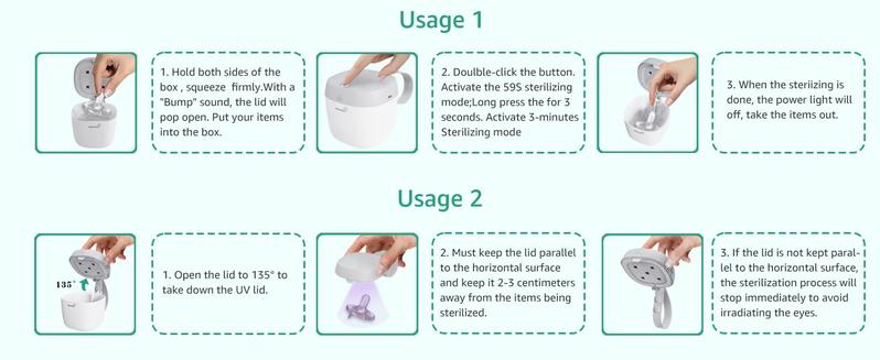 GROWNSY Portable UV Light Pacifier Sterilizer USB Rechargeable Quick Sterilizer in 59 Seconds, Mom's Best Choice