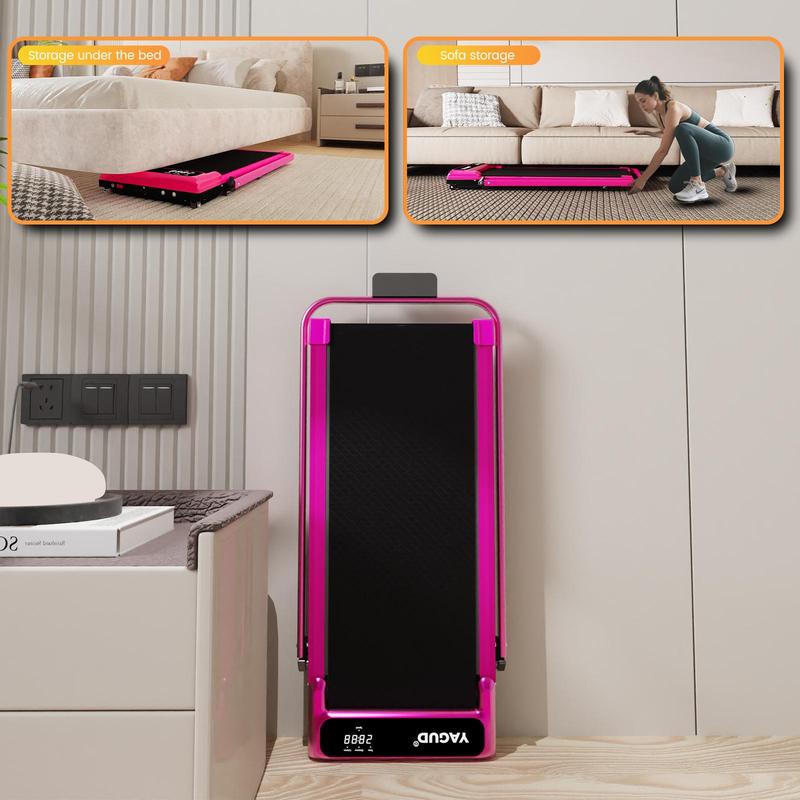 YAGUD Compact Incline Walking Pad with Handle Bar, Foldable Electric Treadmill with Handles and 3.5HP Powerful Motor, Portable Small Walking Pads Treadmill for Home Small Spaces,265LBS Weight Capacity