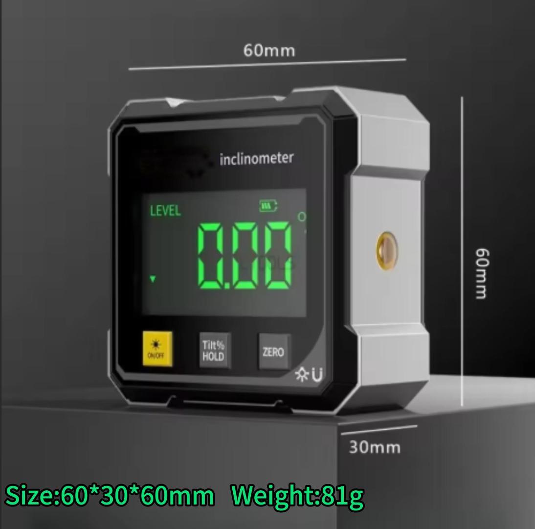 4-Side Magnetic Digital Angle Gauge Cube Inclinometer with Backlight Rechargeable Digital Angle Finder with LCD Display Table Saw Miter Protractor Woodworking Measuring Tool Hardware Laser Portable