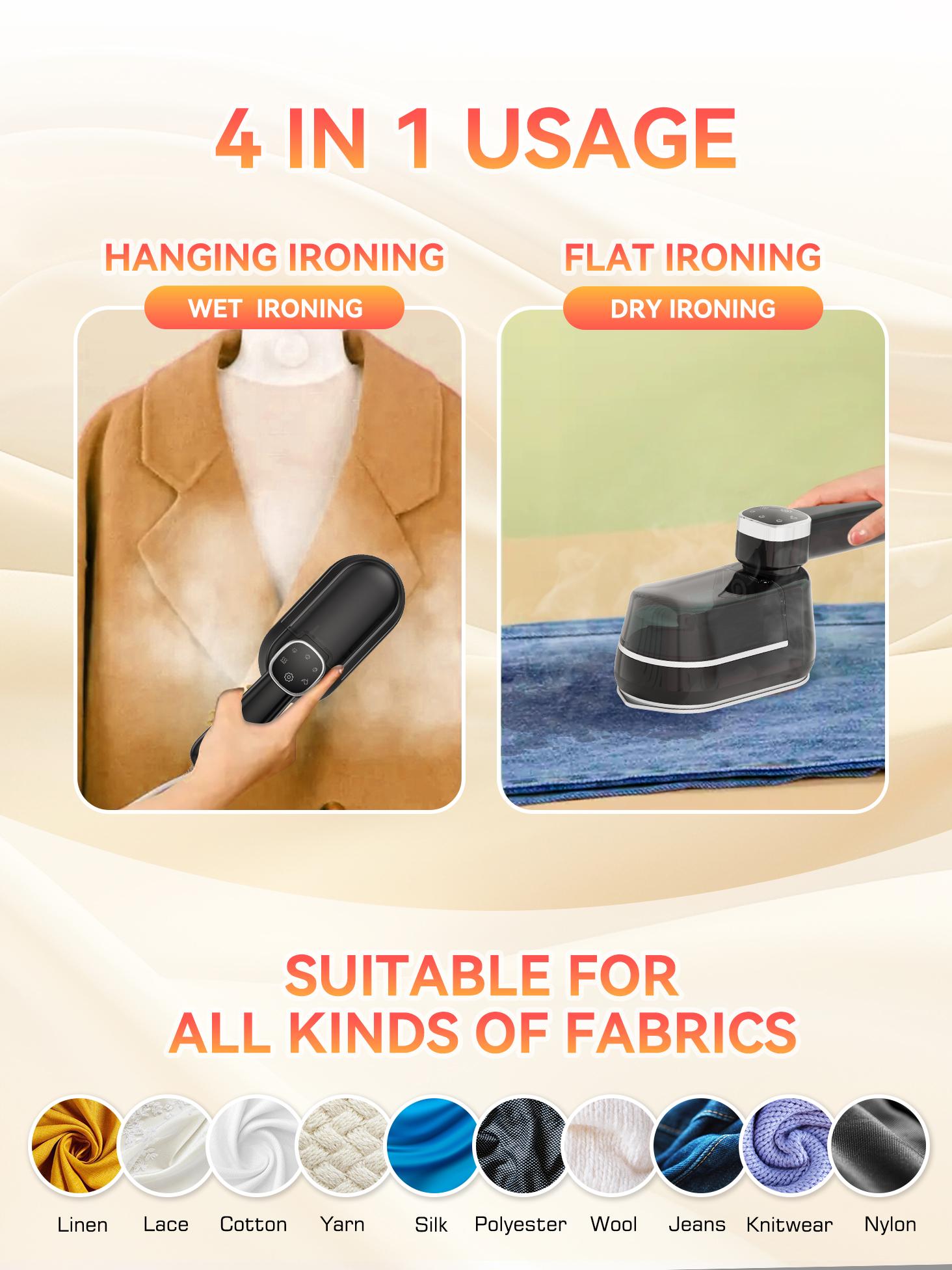 Portable Handheld Steamer for Clothes,10s Heat Up,1200W Steamer ＆ Iron 2 In 1,160ml Capacity Travel Size Garment Steamer,Large Ceramic Heat Panel for 110V~120V Only