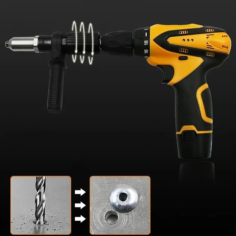 Rivet Adapter Portable Electric Rivet Nut Gun Drill Adapter Practical Power Tools Accessories Heavy Duty Hardware Compact Design Easy Head Swap Simplicity Versatile Compatibility Strong Biting Force High Work Efficiency