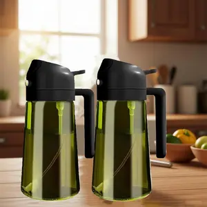 1-Piece/2-Piece 2-in-1 Glass Oil Dispenser & Sprayer - 16 oz. Leak-Proof Olive Oil Spray Bottle Ideal for Cooking/Air Fryer/Grilling/Baking/Salads Kitchen Essential