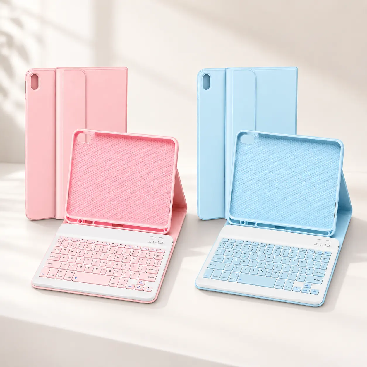 iPad 11th and 10th Generation Keyboard Case Compatible with iPad A16 2025 11 Inch and iPad 10th Gen 2022 10.9 Inch Detachable Bluetooth Keyboard Case with Pencil Holder Square Keycaps（This product does not include an iPad）