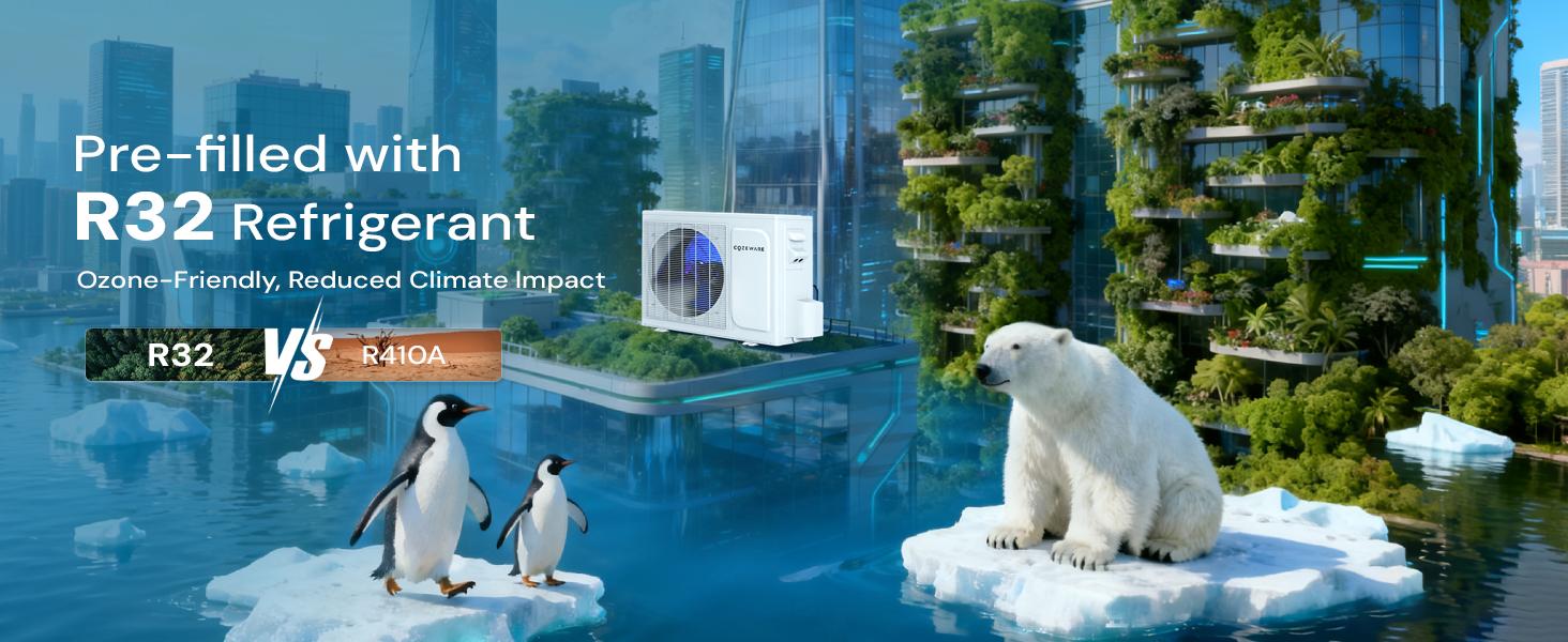 Cozeware 12K BTU 115V/230V Mini Split Air Conditioner Heat Pump 20 SEER2 Inverter Compatible with Wifi Alexa Cools Up to 750 Sq Ft for Living Room Bedroom Study Loft Garage