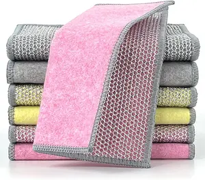 10PCS Random Color Upgrade Wire Dishwashing Rag, Non-Scratch, Wet and Dry, Double Layer, Multipurpose Wire Dishwashing Rags for Kitchen, Sinks, Cookware, Stove, Easy Rinsing, Reusable