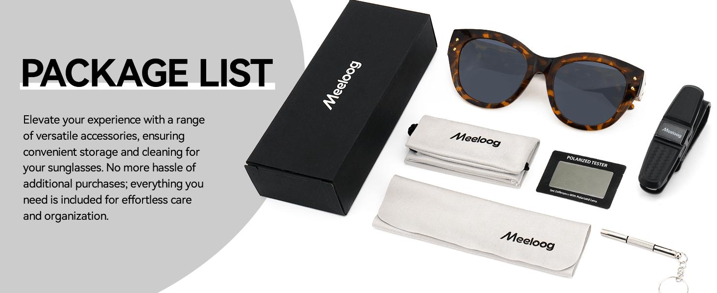 Meeloog Polarized Fit Over Sunglasses For Women, Trendy Round Tac SunGlasses Lightweight Wrap Around Shades ST0080 Gift Idea Brand Filter Effective Fashion Lens Flexible Antiglare Tri Acetate Cellulose Coating sunglasses women