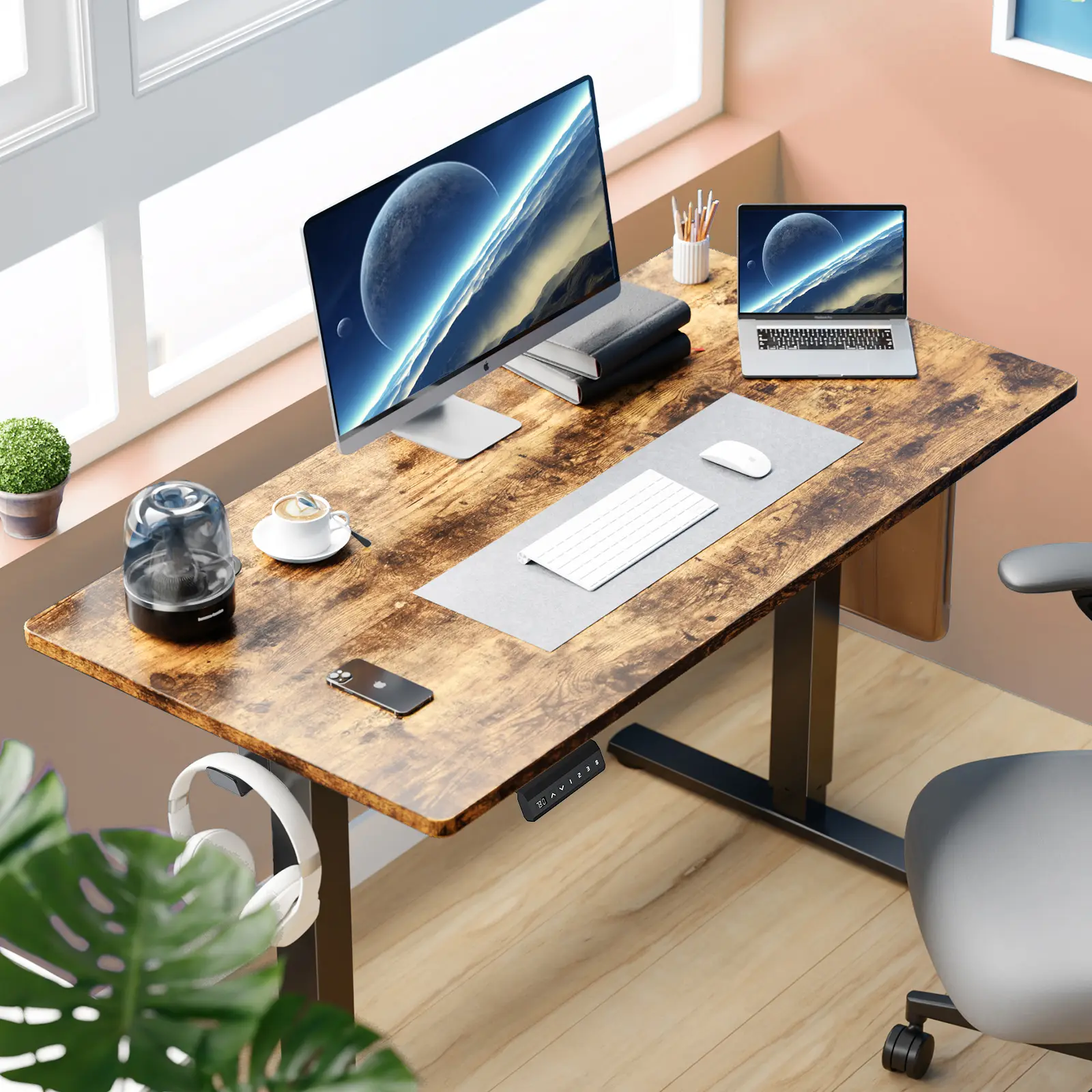 Electric Standing Desk Adjustable Height, with Memory Preset, Computer  Desk with T-Shaped Bracket Suitable for Home Office,dorm essentials,home decor