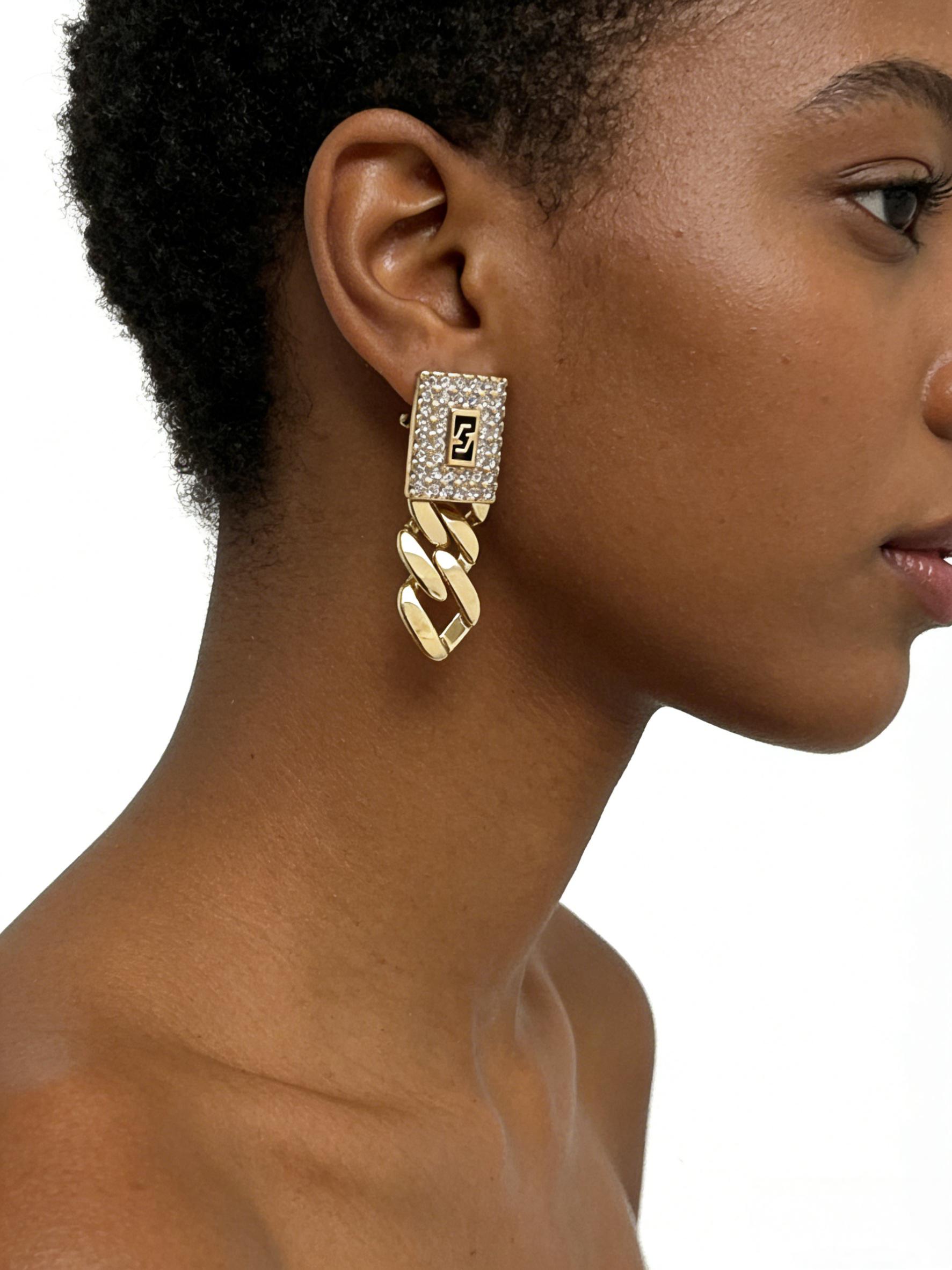 14K Real Gold Plated Unisex 4mm Cuban Link Iced Out Sythetic Moissanite Earrings Stainless Steel Miami Earring Hip Hop Jewelry