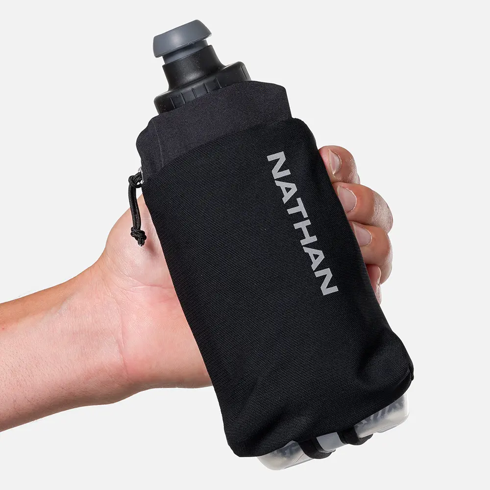 NATHAN SpeedDraw 2 Insulated 12oz Double-Wall Thermos Water Bottle, Sports Water Bottle with Ergo Grip, Reflective Print for 360-Degree Visibility, Portable Drinkware Tumbler, Water Bottles