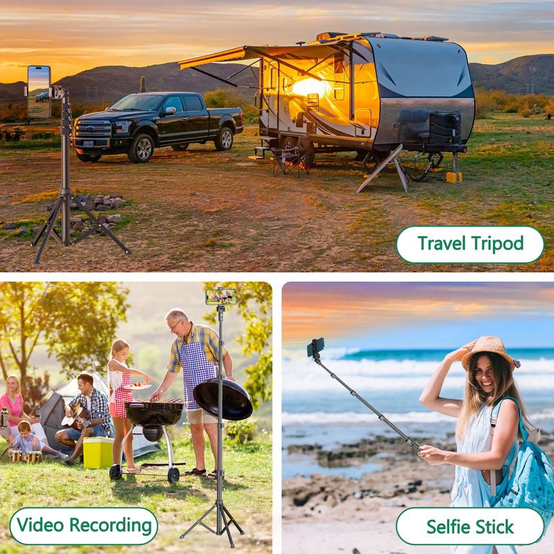 All-in-One 62" Portable Selfie Stick Tripod with Bluetooth Remote, Universal 360° Phone Holder for iPhone, Samsung, GoPro & Cameras - Perfect for Vloggers, Travel & Group Shots
