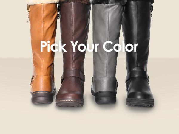 DREAM PAIRS Women's Winter Fully Fur Lined Zipper Closure Snow Knee High Boots