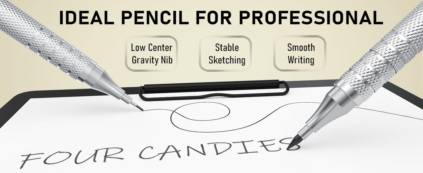 Four Candies Back to School 5PCS Metal Art Mechanical Pencil Set 3PCS Drafting Pencils 0.5 0.7 0.9MM & 2PCS 2MM with 420PCS Leads for Writing Sketching Drawing School Stationery Set Four Candies Back to School 5PCS Metal Art Mechanical Pencil Set 3PCS Drafting Pencils 0.5 0.7 0.9MM & 2PCS 2MM with 420PCS Leads for Writing Sketching Drawing School Stationery Set