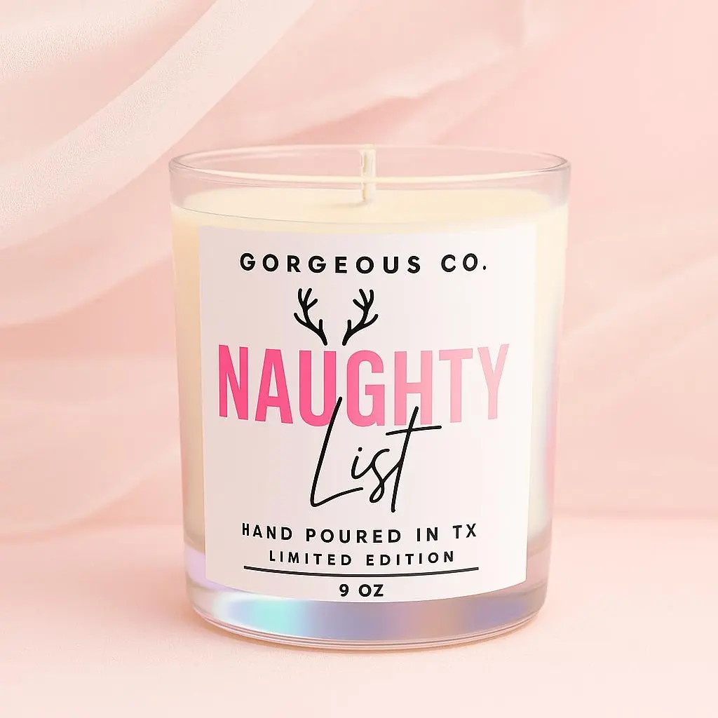 Gorgeous Co Naughty List 9oz Hand-Poured Slow-Burning Candle with Cocoa Butter Cashmere Scent