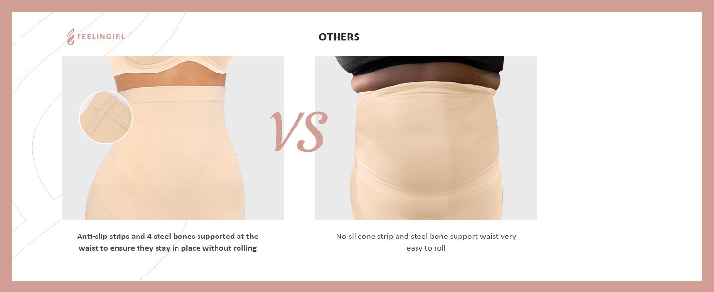 FeelinGirl Tummy Control  Comfort Basic Shapewear Shorts Body Shaper for Women High-Waisted Thigh